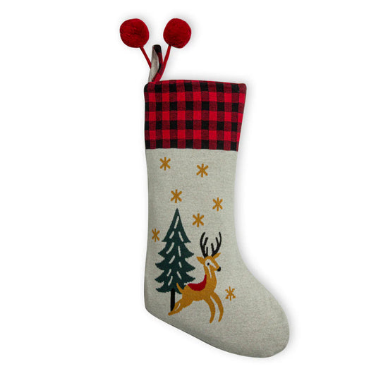 Plaid Top Prancing Deer Stocking