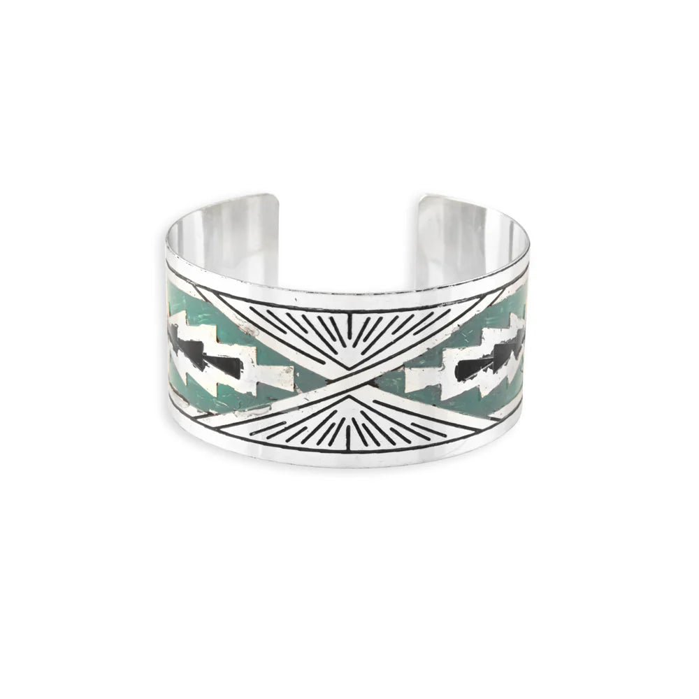 Day Rise Etched Metal Cuff Bracelet