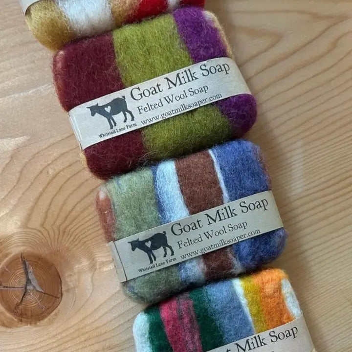 Felted Goat Milk Soap Bar - Soap and Wash Cloth All in One!