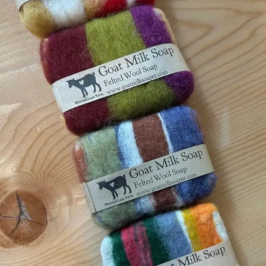 Felted Goat Milk Soap Bar - Soap and Wash Cloth All in One!